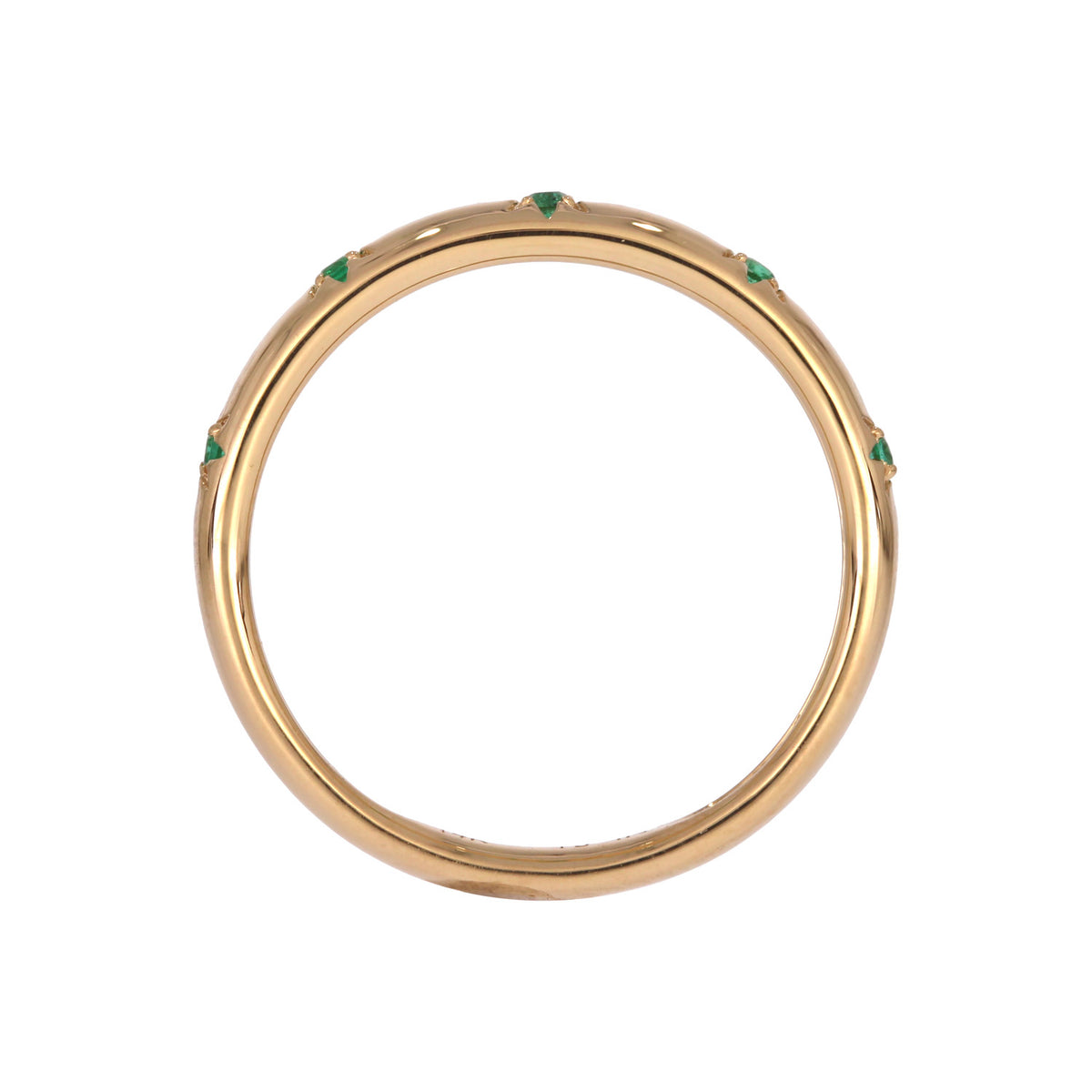 RAZ01551EM. 14K Solid Gold Emerald Stars Band Ring