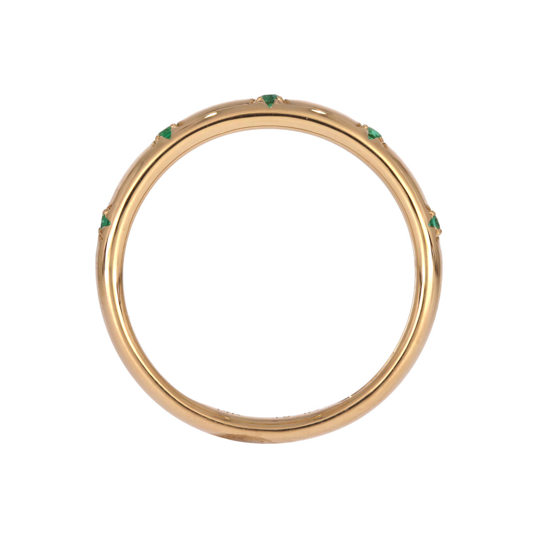 RAZ01551EM. 14K Solid Gold Emerald Stars Band Ring