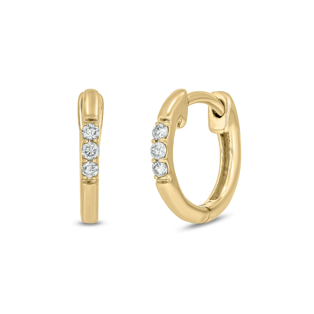 EHA56862. 14K Yellow Gold Diamond Huggie Hoop Earrings