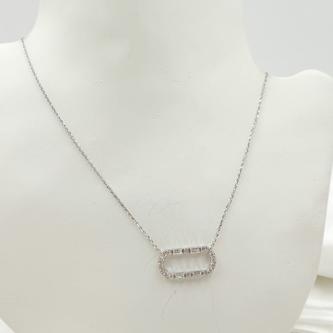 14K Solid Gold Rectangular Shaped Diamond Necklace. NT403731