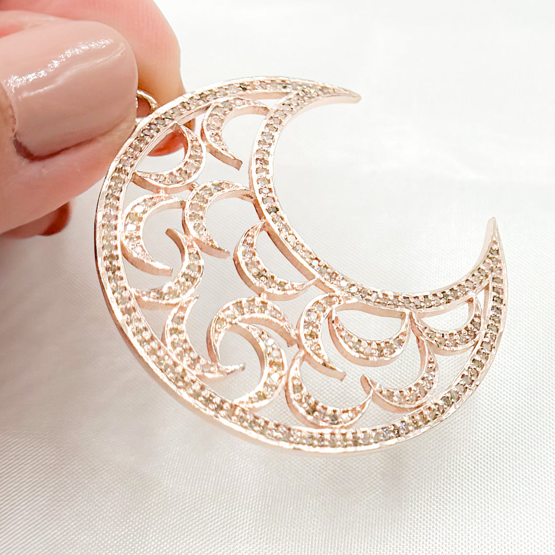 DP107. Diamond Sterling Silver Moon Pendant