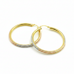 Load image into Gallery viewer, GER66. 14K Gold Tri-Color Hoop Earrings with Engraved Tornado Design