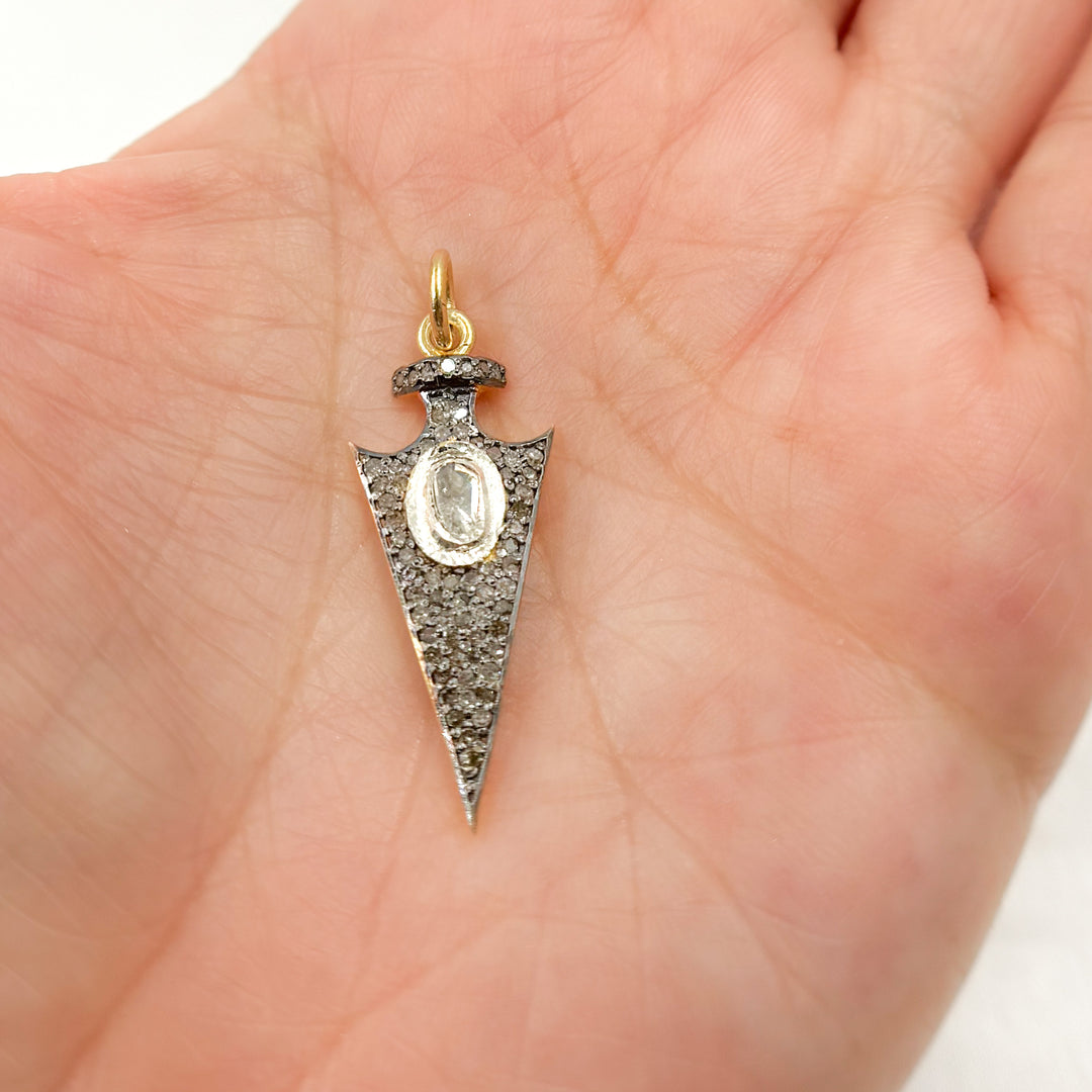 DP135. Diamond Silver Arrowhead Pendant with Polki Diamond