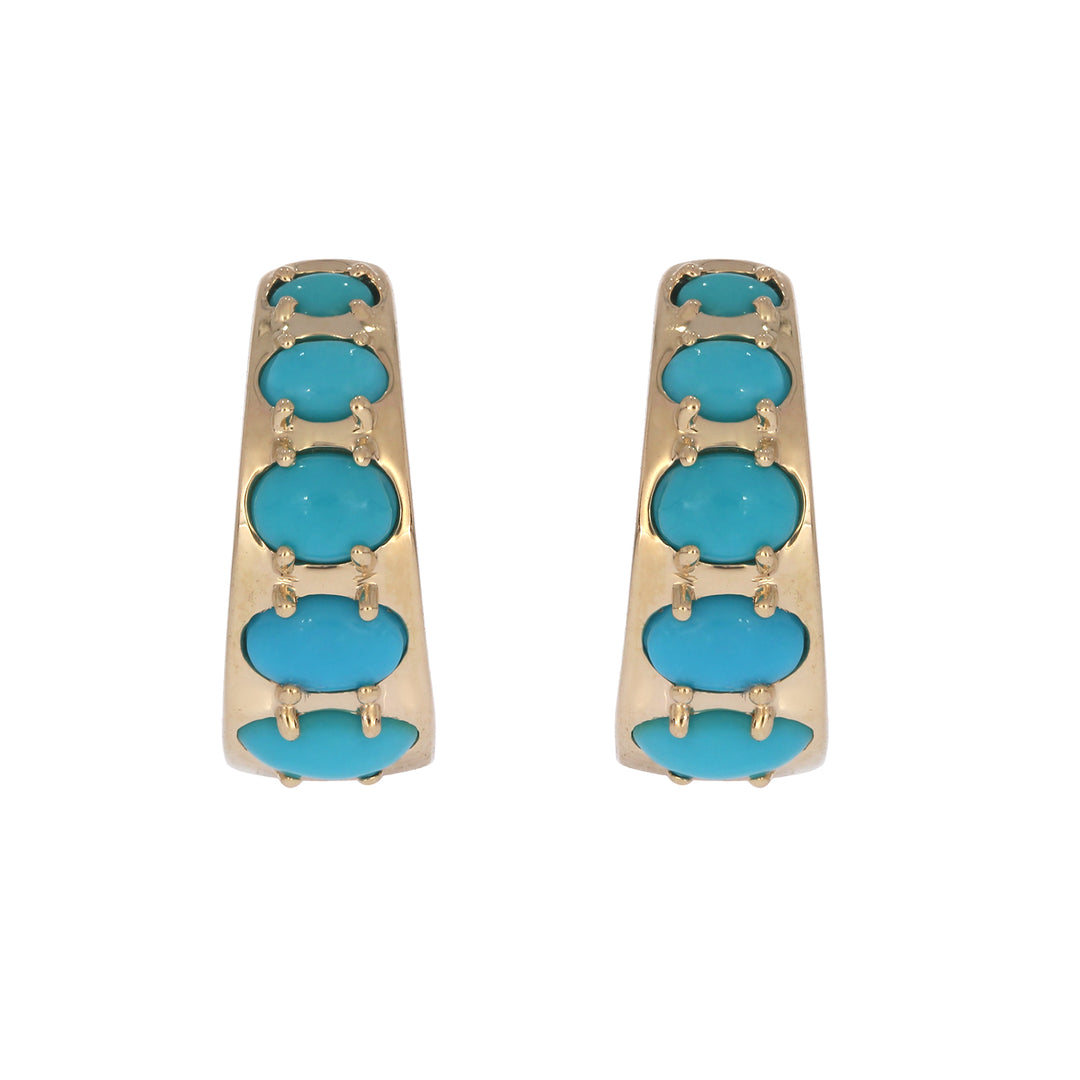 EHZ57740TQ. 14K Solid Gold Turquoise Huggies Hoop Earrings