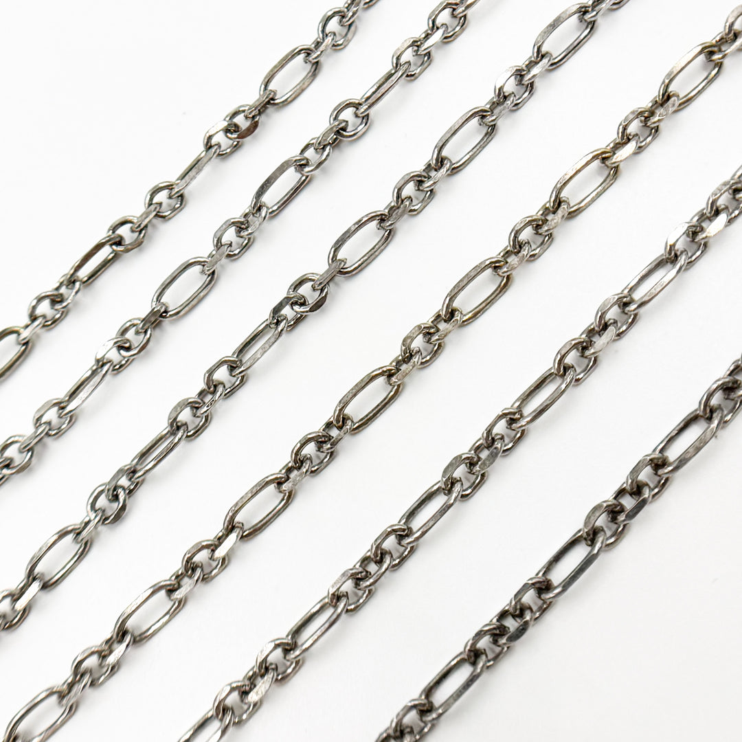 Y40OX. Oxidized Sterling Silver Diamond Cut Paperclip Link Chain