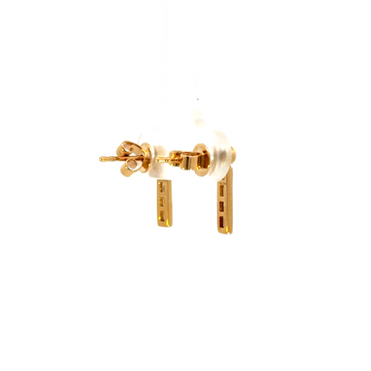 Gold and Diamonds Dangle Bar Earrings