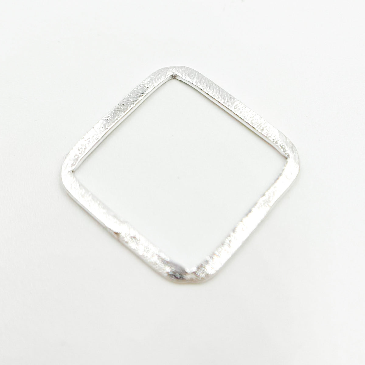 White Sterling Silver Brushed Square Connector