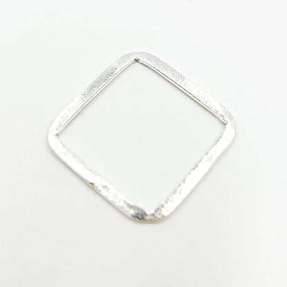 White Sterling Silver Brushed Square Connector