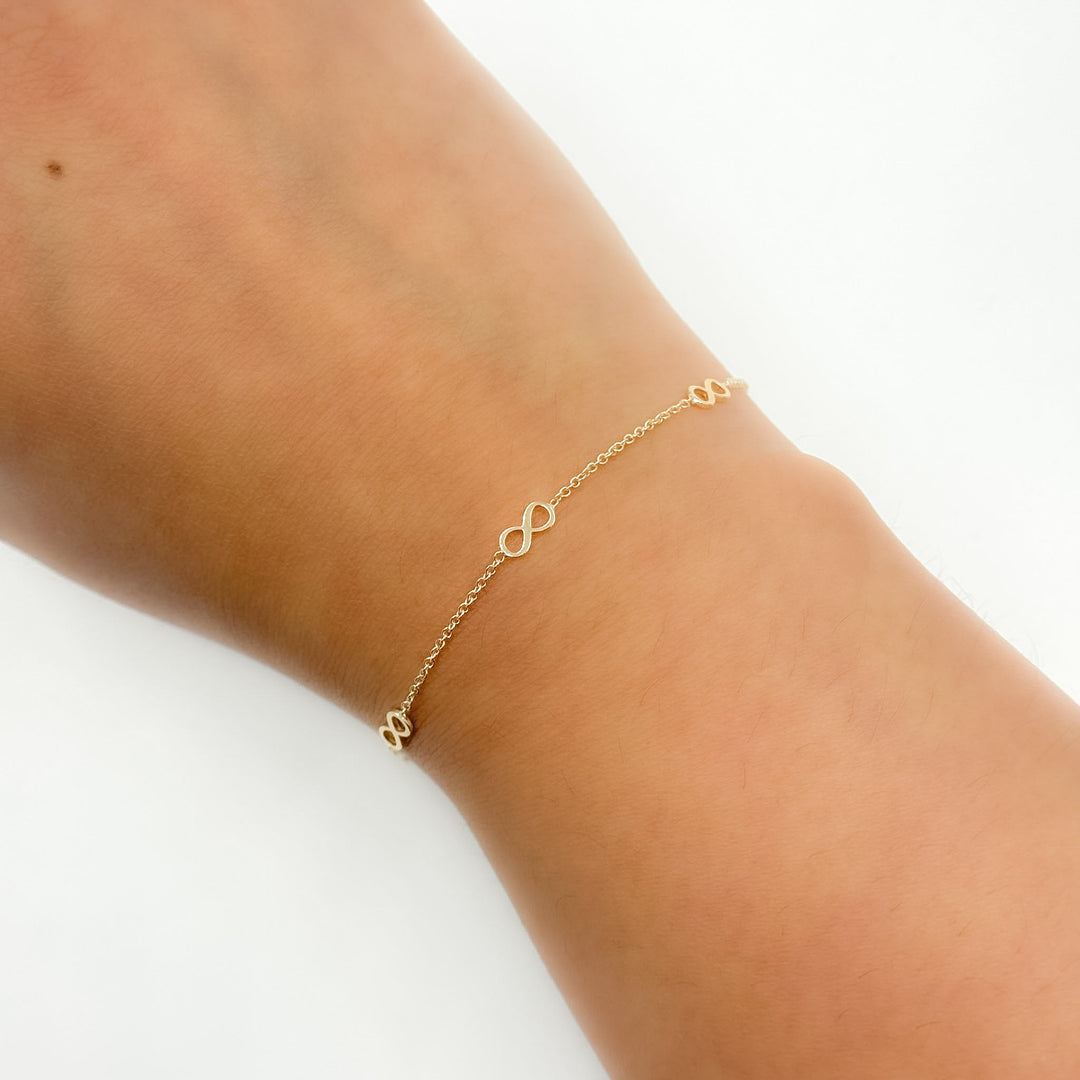 BRSET399. 14k Solid Yellow Gold Infinity Link Bracelet