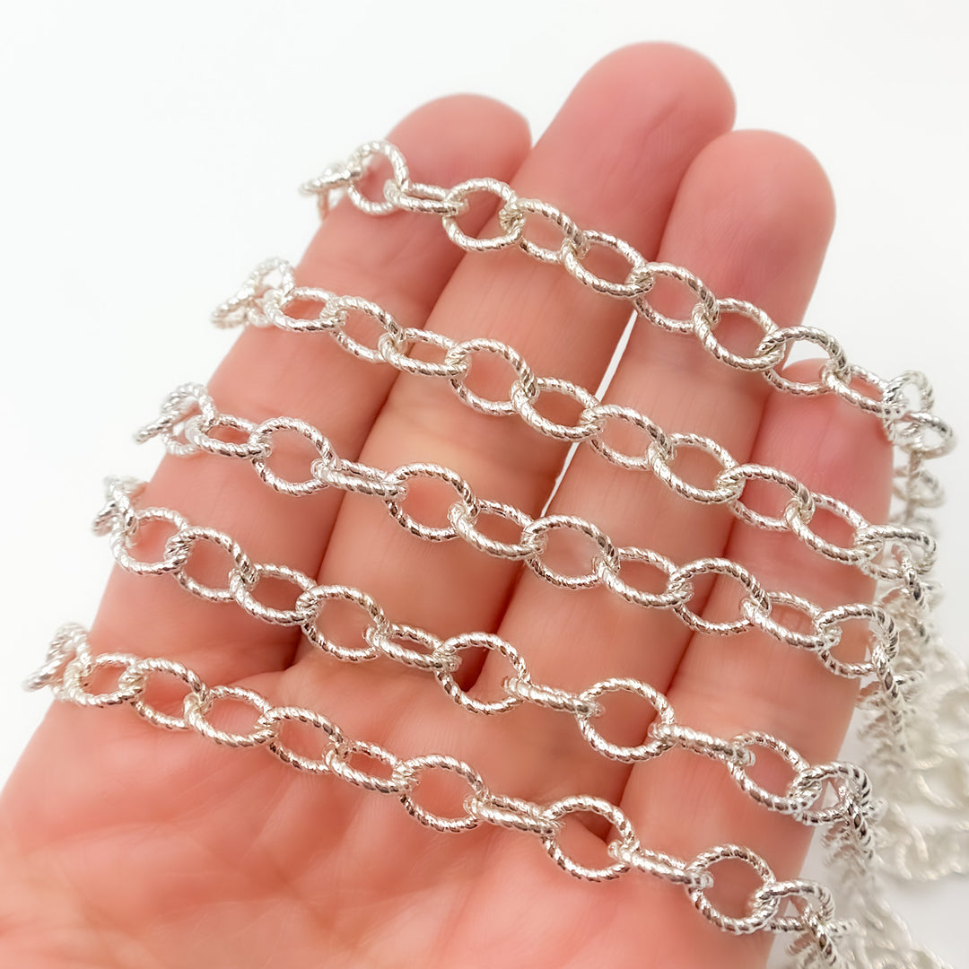 617SS. Sterling Silver Twisted Marquise Oval Link Chain