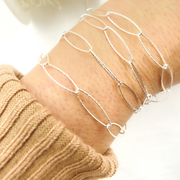 Y48SS. Sterling Silver Diamond Cut Marquise Link Chain