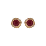 Load image into Gallery viewer, CE97264RU6. 14K Solid Yellow Gold Diamond and Ruby Round Stud Earring