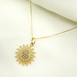 Load image into Gallery viewer, 14K Solid Gold Sun Pendant with Diamonds. GDP355
