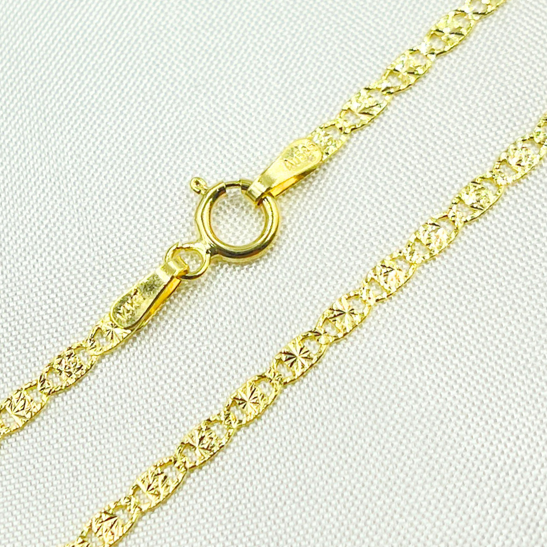 040FVAV1BPS2D4L669. 14k Solid Yellow Gold Diamond Cut Marina Link Necklace