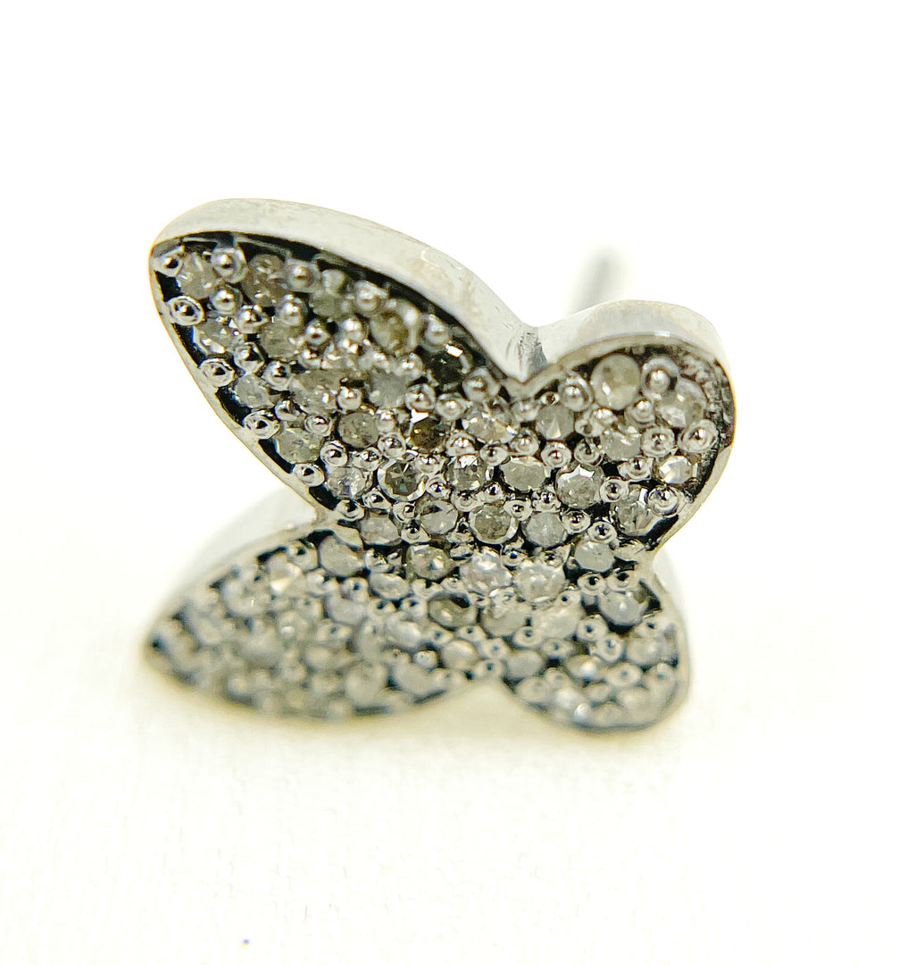 DE048. Diamond Sterling Silver Butterfly Studs