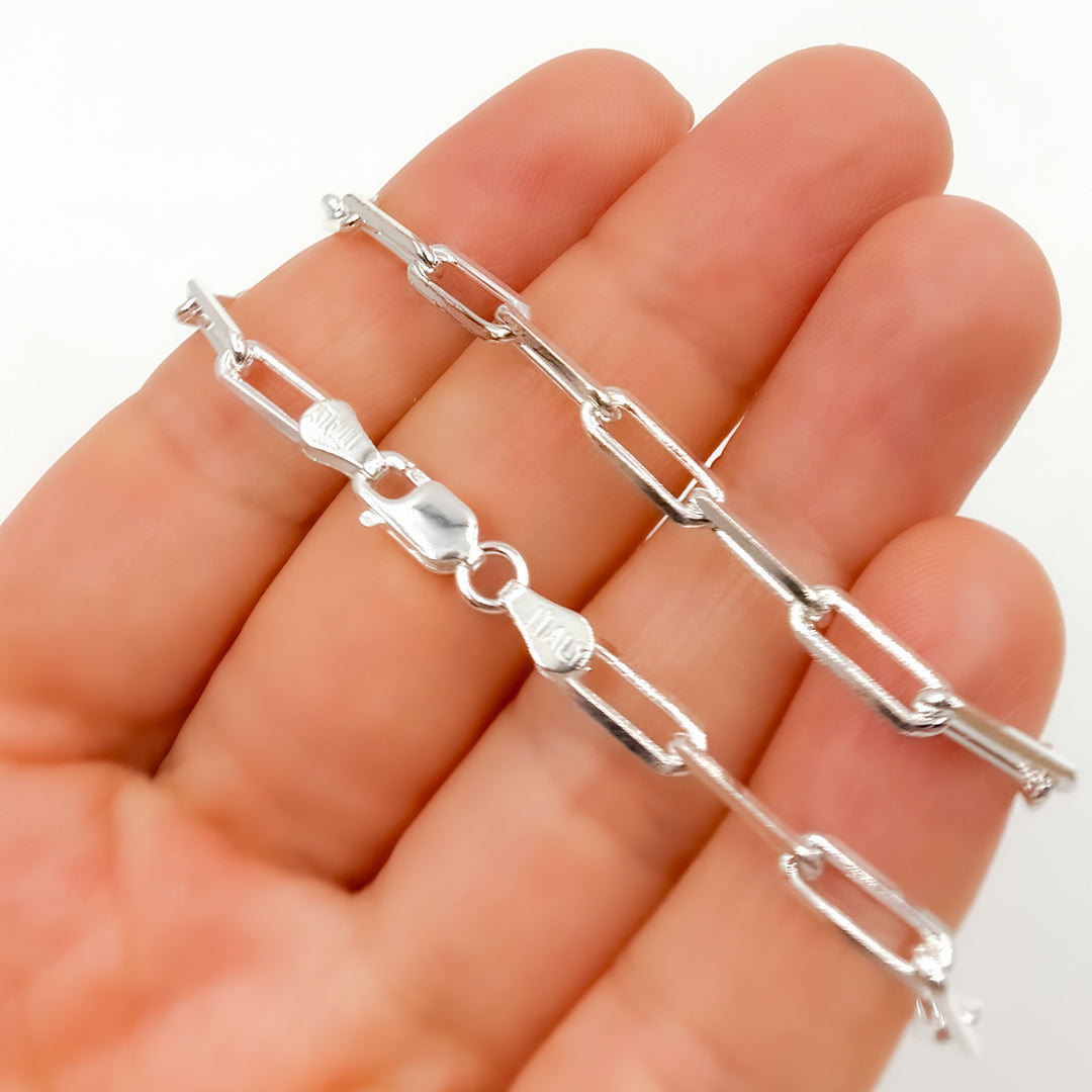 X27SSN. Sterling Silver Diamond Cut Paperclip Necklace