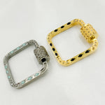 Load image into Gallery viewer, DC082. Diamond &amp; Sterling Silver Square Carabiner Clasp with Enamel
