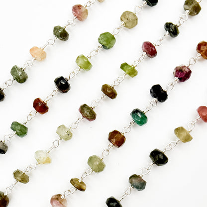 MTO21. Multi Tourmaline Sterling Silver Wire Chain