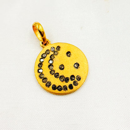 DP219. Diamond Sterling Silver Round Moon Pendant
