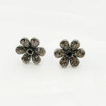 Load image into Gallery viewer, DE058. Diamond and Gemstones Sterling Silver Flower Studs
