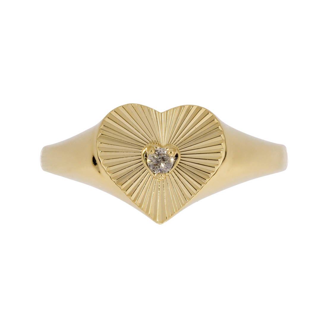 RFA18839. 14K Solid Yellow Gold Diamond Heart Ring