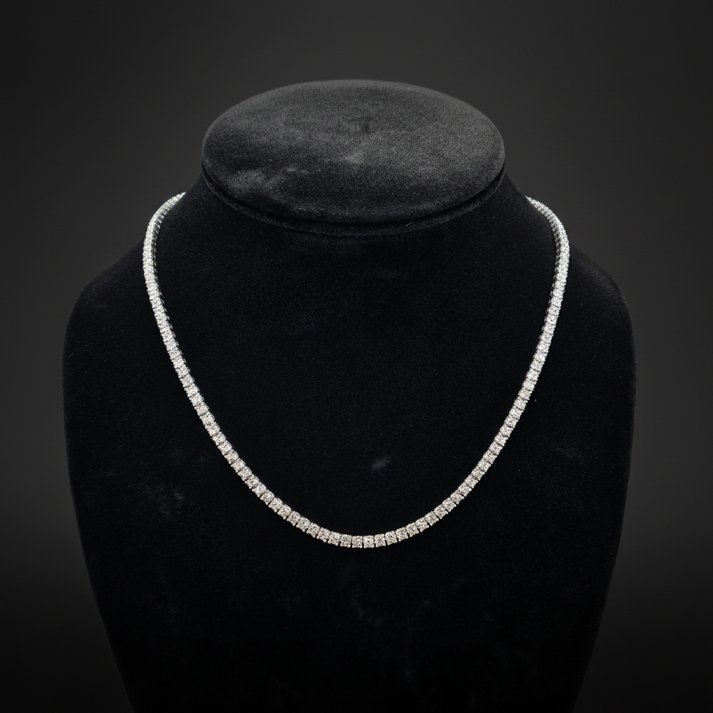 NFP71363. 14K Solid Gold Diamond Tennis Necklace