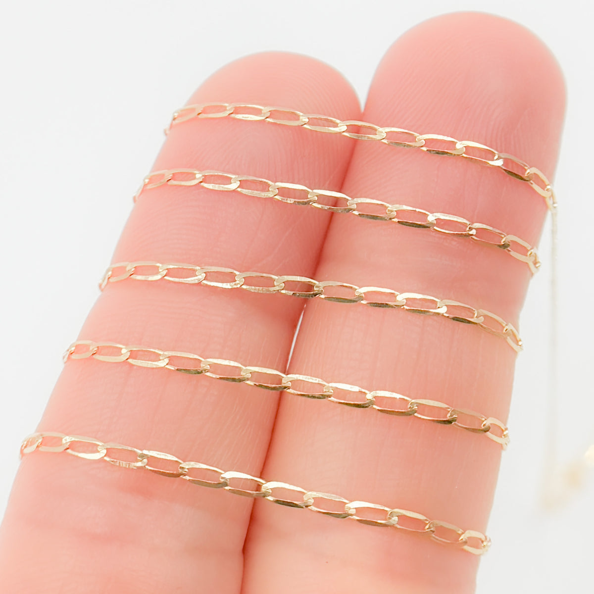 Shop 14K Solid Yellow Gold Flat Open Curb Chain
