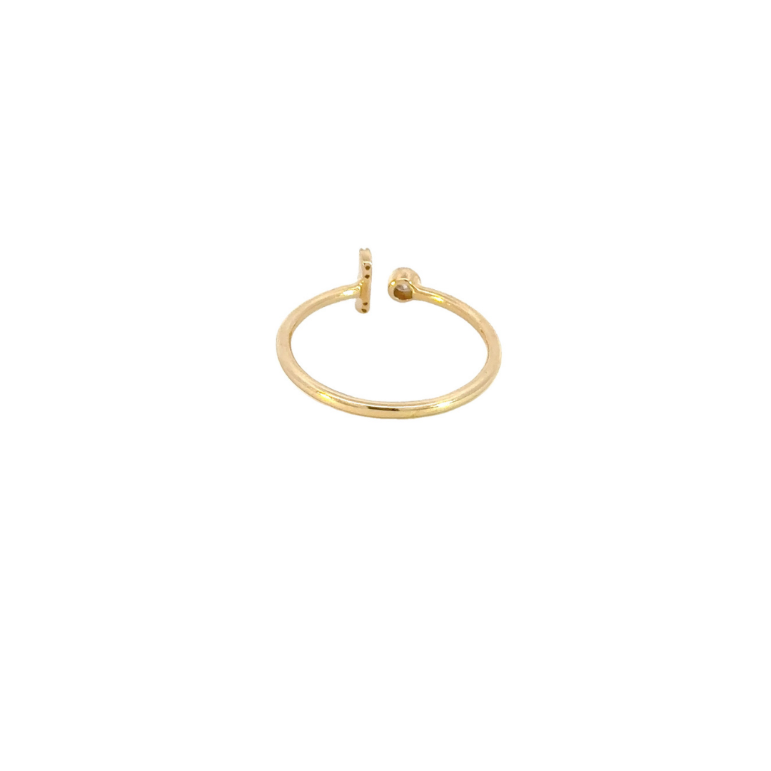 14k Solid Gold Circle and Rectangle Diamond Ring. RFA17008