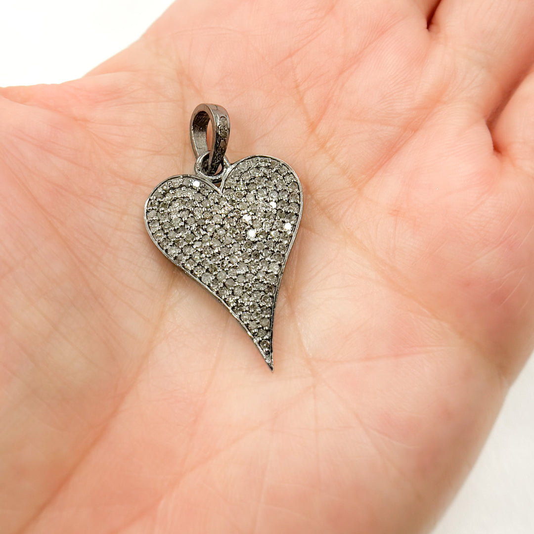 DP074. Diamond Sterling Silver Heart Pendant