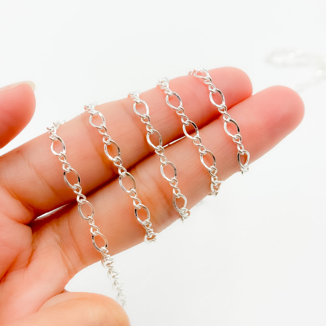 274SS. Sterling Silver Oval and Infinity Link Chain