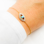 Load image into Gallery viewer, 14k Solid Gold Diamond and Gemstone Eye Bracelet. BFG60727TQ
