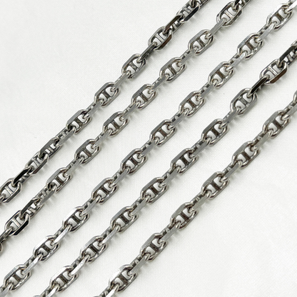 Oxidized 925 Sterling Silver Diamond Cut Marina Link Chain