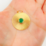 Load image into Gallery viewer, 14K Solid Gold Circle Charm with Stone in the Center. CGDP52
