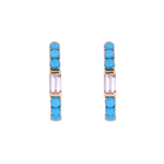 Load image into Gallery viewer, 14K Gold Diamonds and Turquoise Hoops
