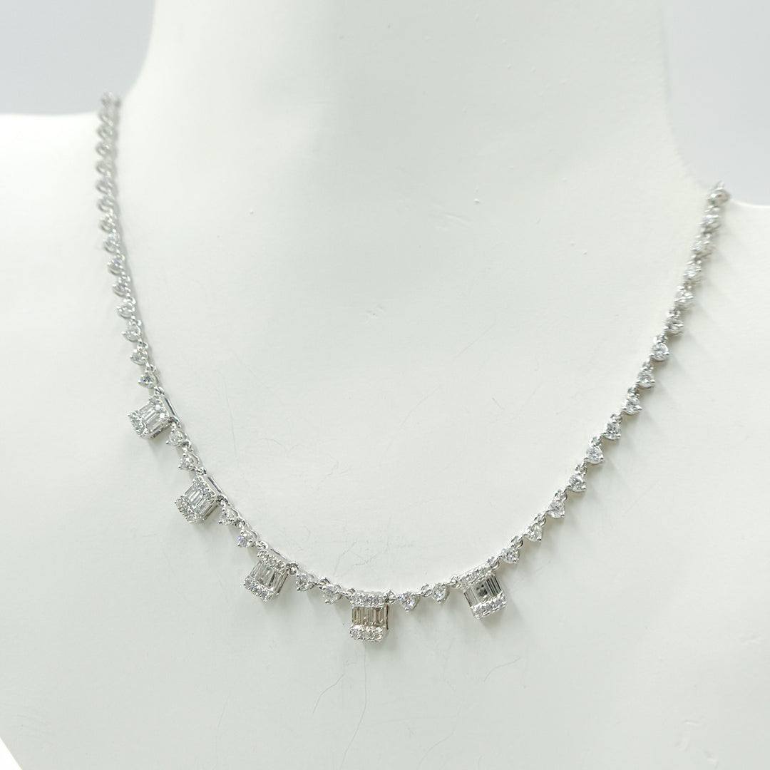 NK401355. 14K Solid Gold Diamond Dangle Necklace