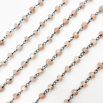 CMS35. Coated��Peach Moonstone Wire Chain