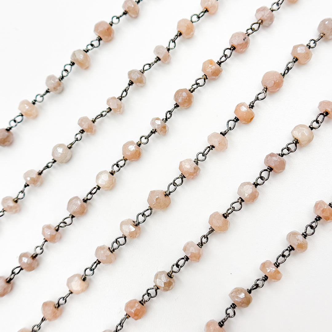 CMS35. Coated Peach Moonstone Wire Chain