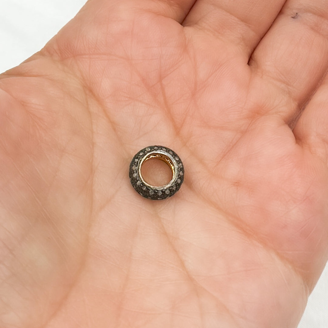DC589. Diamond & Sterling Silver Roundel Spacer Bead
