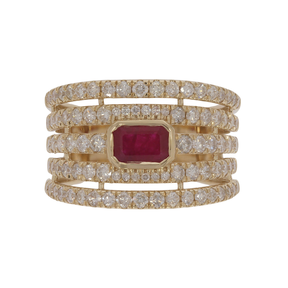 CR97487-6X4. 14K Solid Gold Diamond and Gemstone Ring