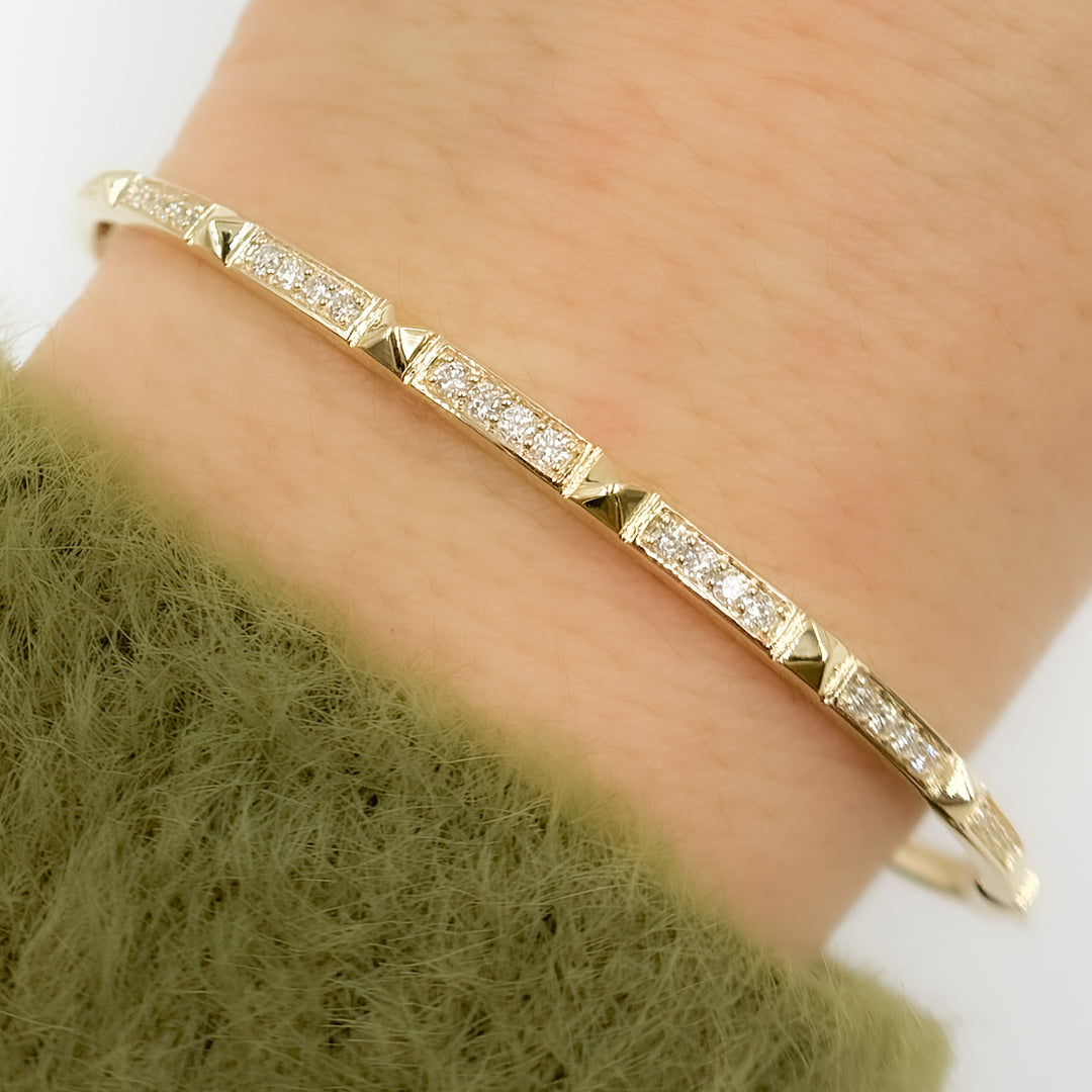 DBG00214. 14K Solid Gold Diamond Bangle