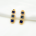 Load image into Gallery viewer, 14k Solid Gold Diamond and Blue Sapphire Dangle Earrings.  EFF52119BS
