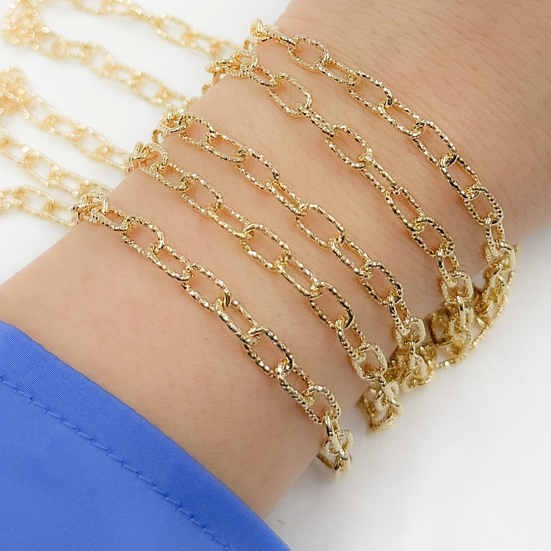 Gold Plated 925 Sterling Silver Diamond Cut Paperclip Chains