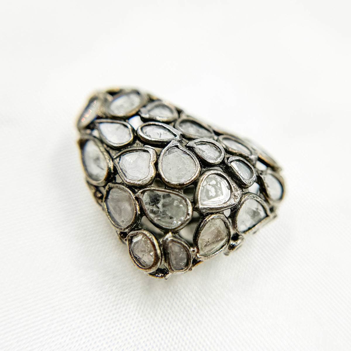 DC810. Diamond & Sterling Silver Triangle Bead