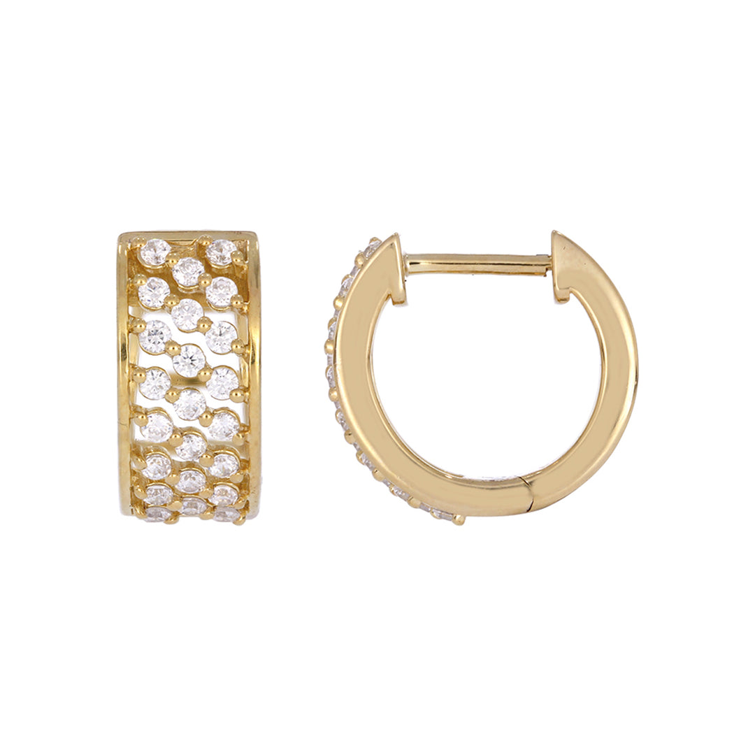 EHH57520. 14K Solid Yellow Gold Diamond Hoop Earrings