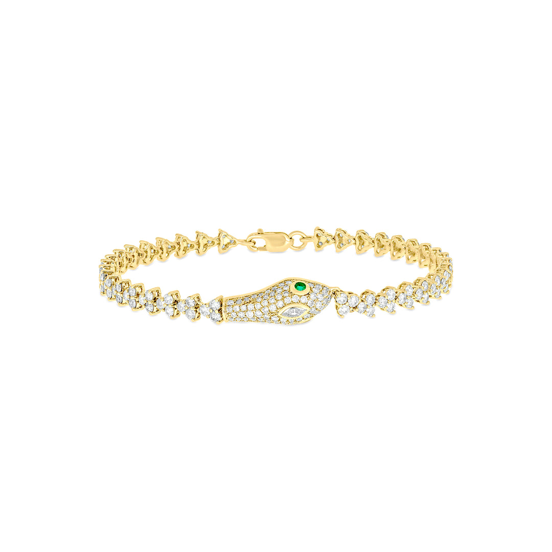 BFR60931EM. 14k Solid Gold Diamond and Emerald Bracelet