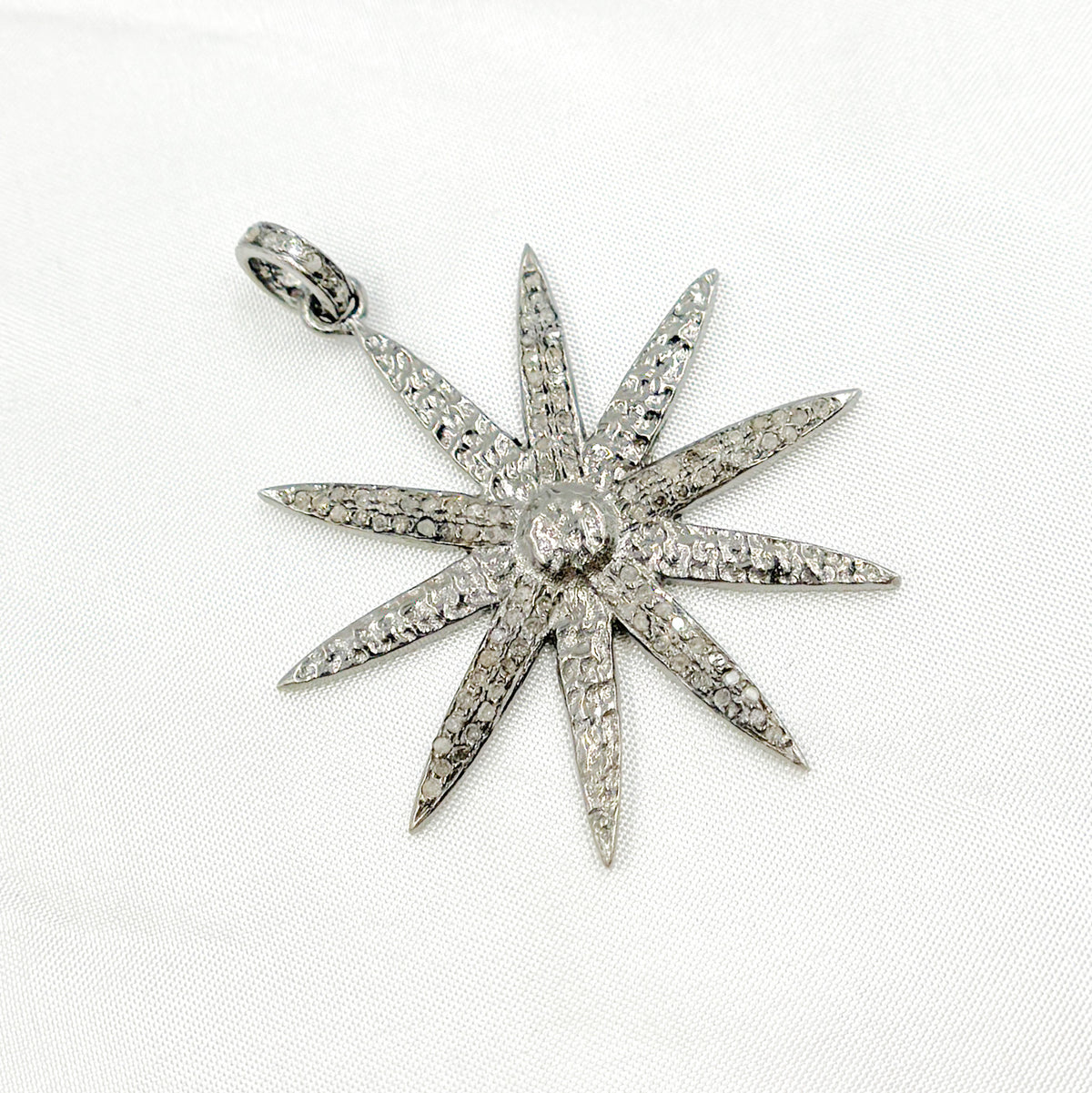 DP2004. Diamond & Sterling Silver Flower Pendant