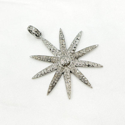 DP2004. Diamond & Sterling Silver Flower Pendant