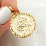 Load image into Gallery viewer, DP613A. Diamond Sterling Silver Round Sagittarius Zodiac Enamel Pendant
