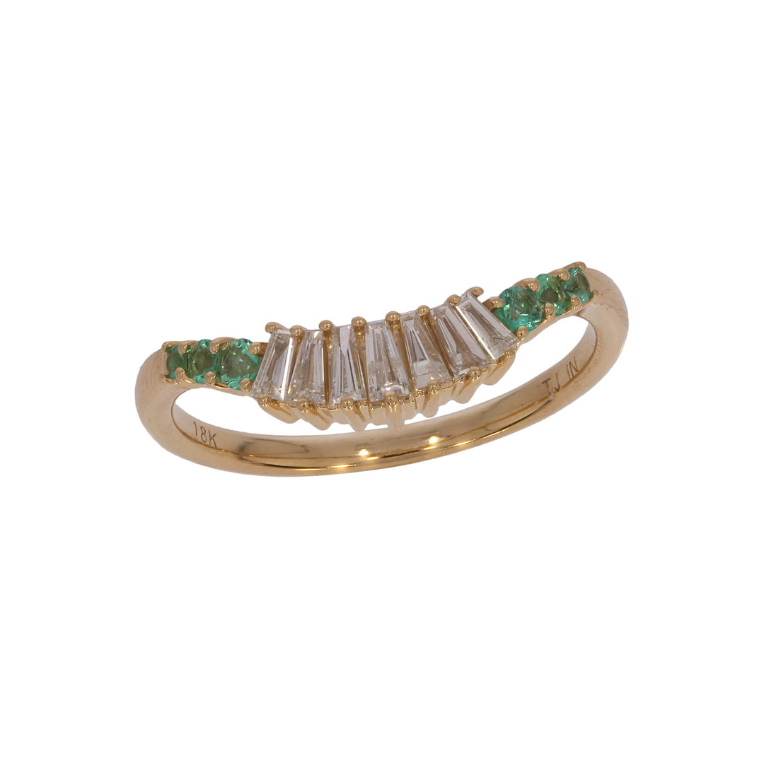 RFF19754EM. 18K Solid Gold Diamond & Emerald Ring