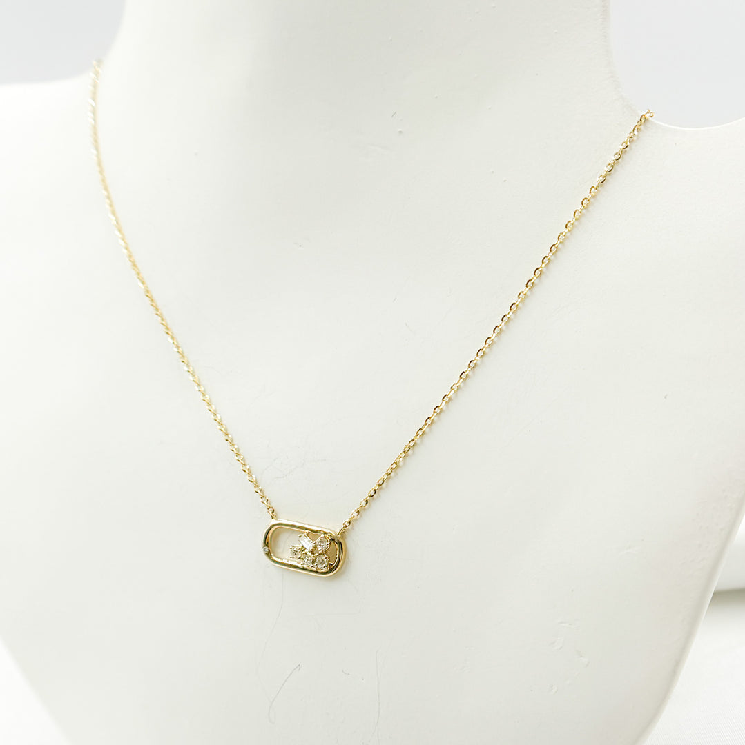 14k Solid Gold Diamond Oval Necklace. NT401194